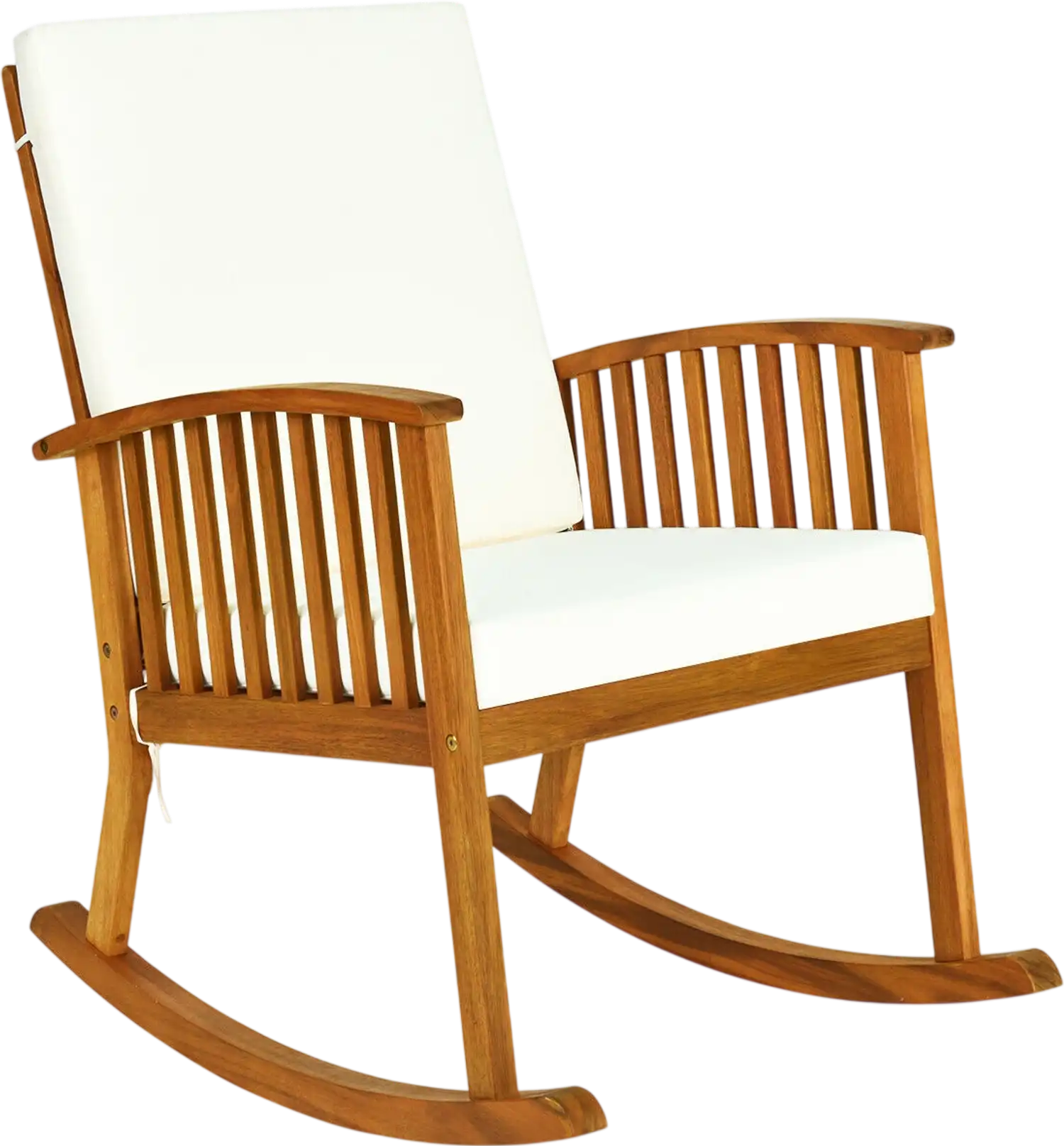 Costway Outdoor Acacia Wood Rocking Chair w/ Detachable Washable Cushions 39872510 New
