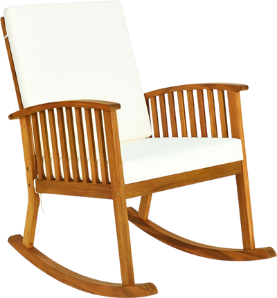 Costway Outdoor Acacia Wood Rocking Chair w/ Detachable Washable Cushions 39872510 New