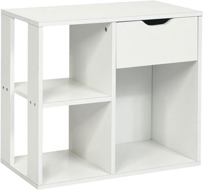 Costway 3-Cube 2-Tier Wooden Bookcase Storage Shelf w/ Pull-Out Drawer 52847193 New