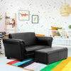 Black/White Kids Double Sofa with Ottoman-Black - Gallery View 1 of 12