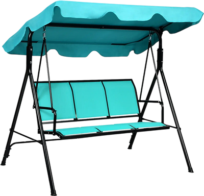 Costway 3-Person Steel Frame Patio Swing Chair w/ Adjustable Canopy 38217654 New