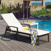 Patio Rattan Lounge Chaise Recliner with Back Adjustable Cushioned-White - Gallery View 1 of 8