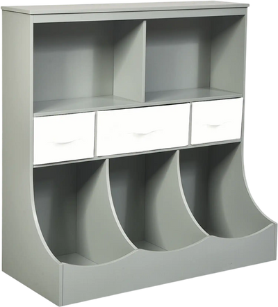 Costway Kids Cubby Bin Storage Organizer w/ 3 Baskets 48307695 New