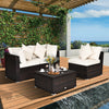 4 Pcs Ottoman Garden Deck Patio Rattan Wicker Furniture Set Cushioned Sofa-White - Gallery View 1 of 12