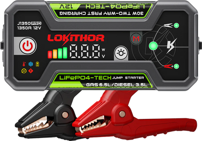 Lokithor J1350 PRO Jump Starter 12V 1350A with LiFePO4 Safety Battery New