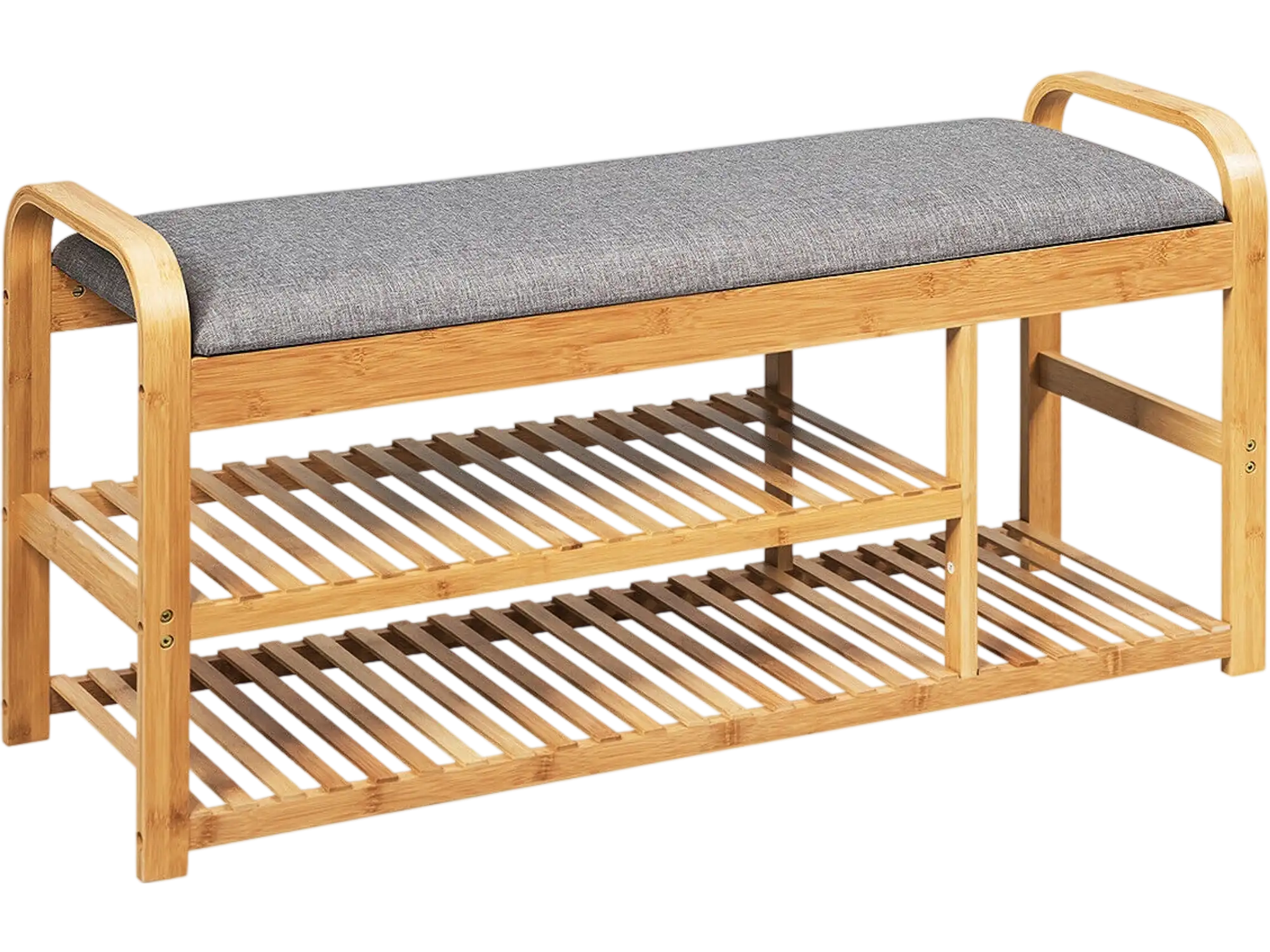 Costway 3-Tier Bamboo Shoe Rack Bench with Cushion 72910548 New