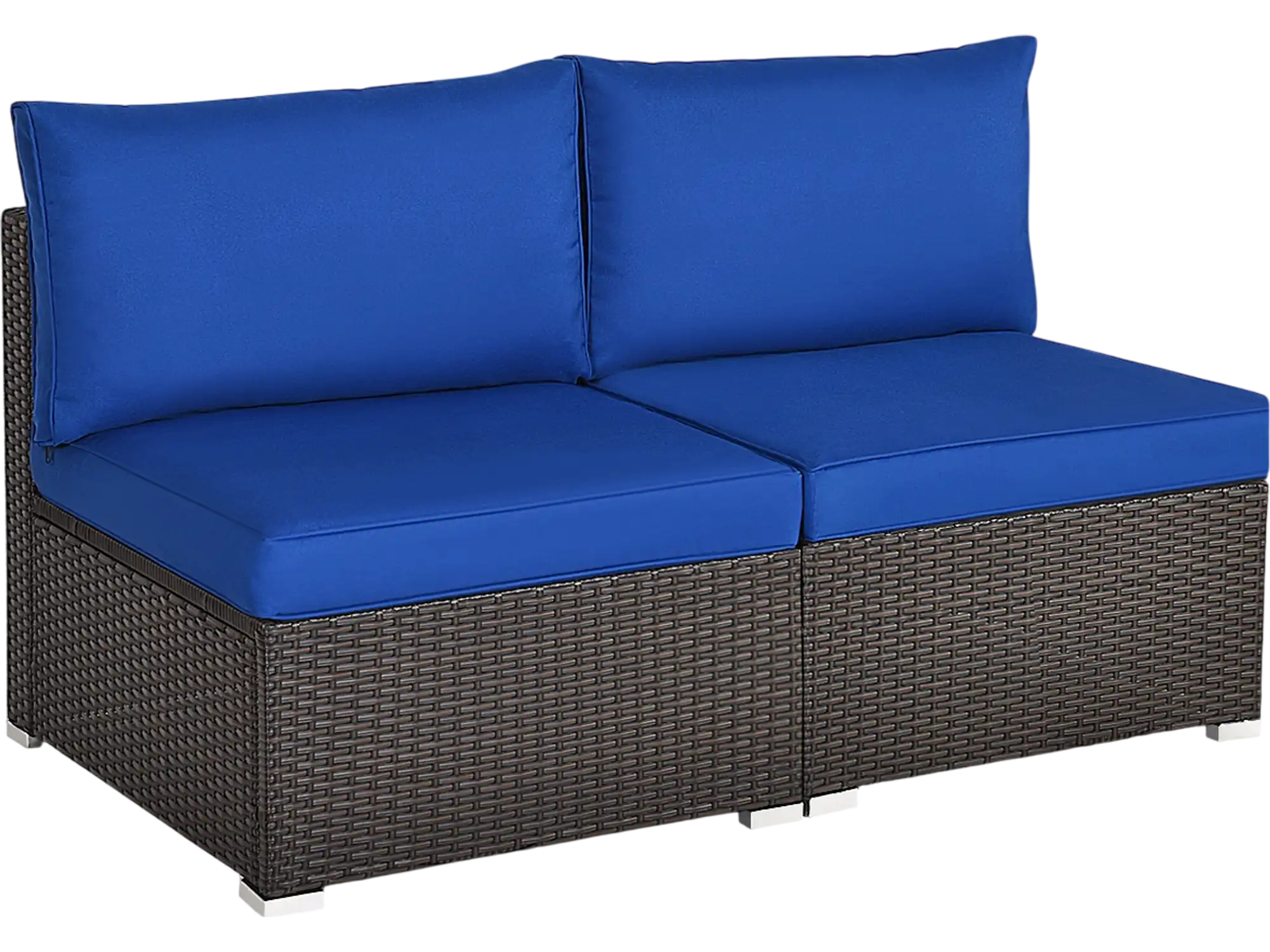 Costway 2-Piece Patio Rattan Armless Sofa Set w/ Cushions & Pillows 82490316 New