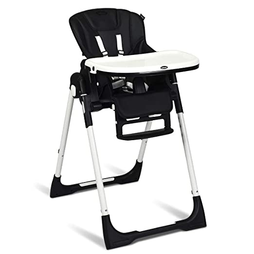 Foldable High chair with Multiple Adjustable Backrest-Black - Gallery View 1 of 7
