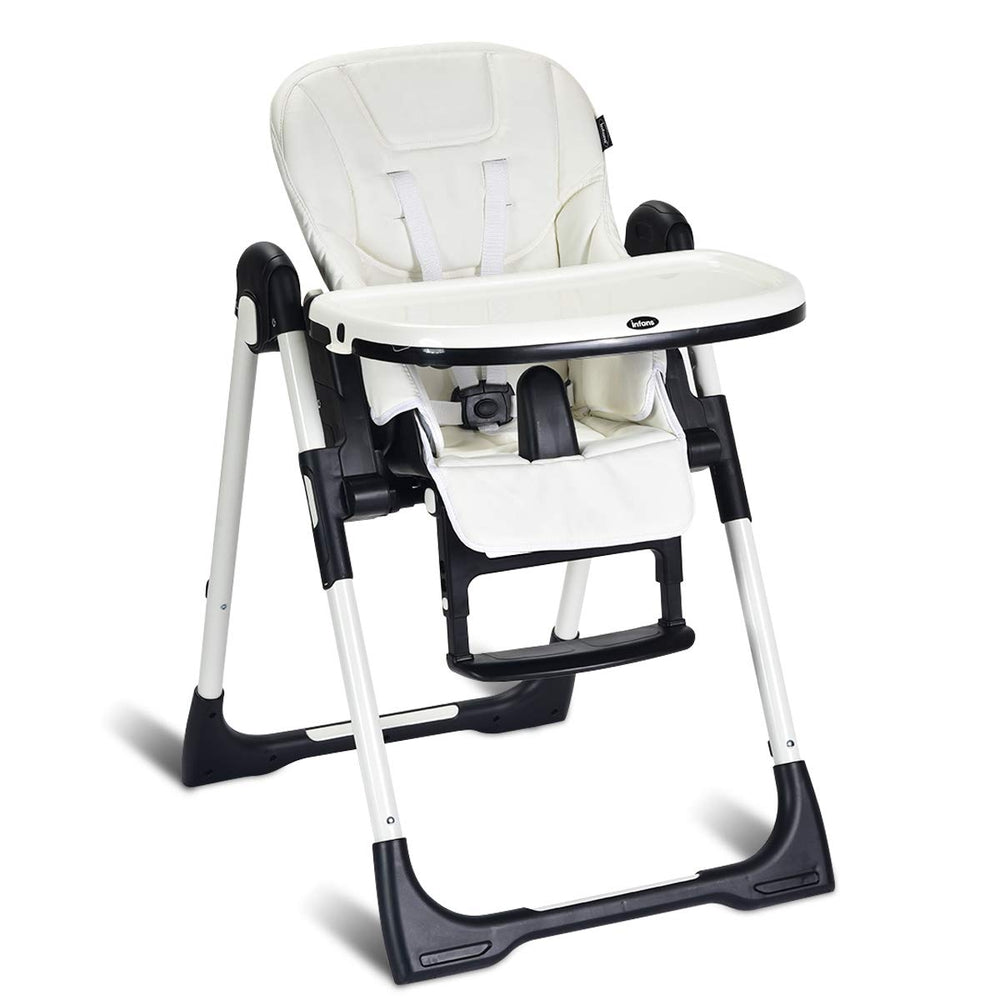 Foldable High chair with Multiple Adjustable Backrest-White - Gallery View 1 of 7