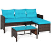 Costway Outdoor Rattan Sofa Set with Coffee Table 3 Pieces New