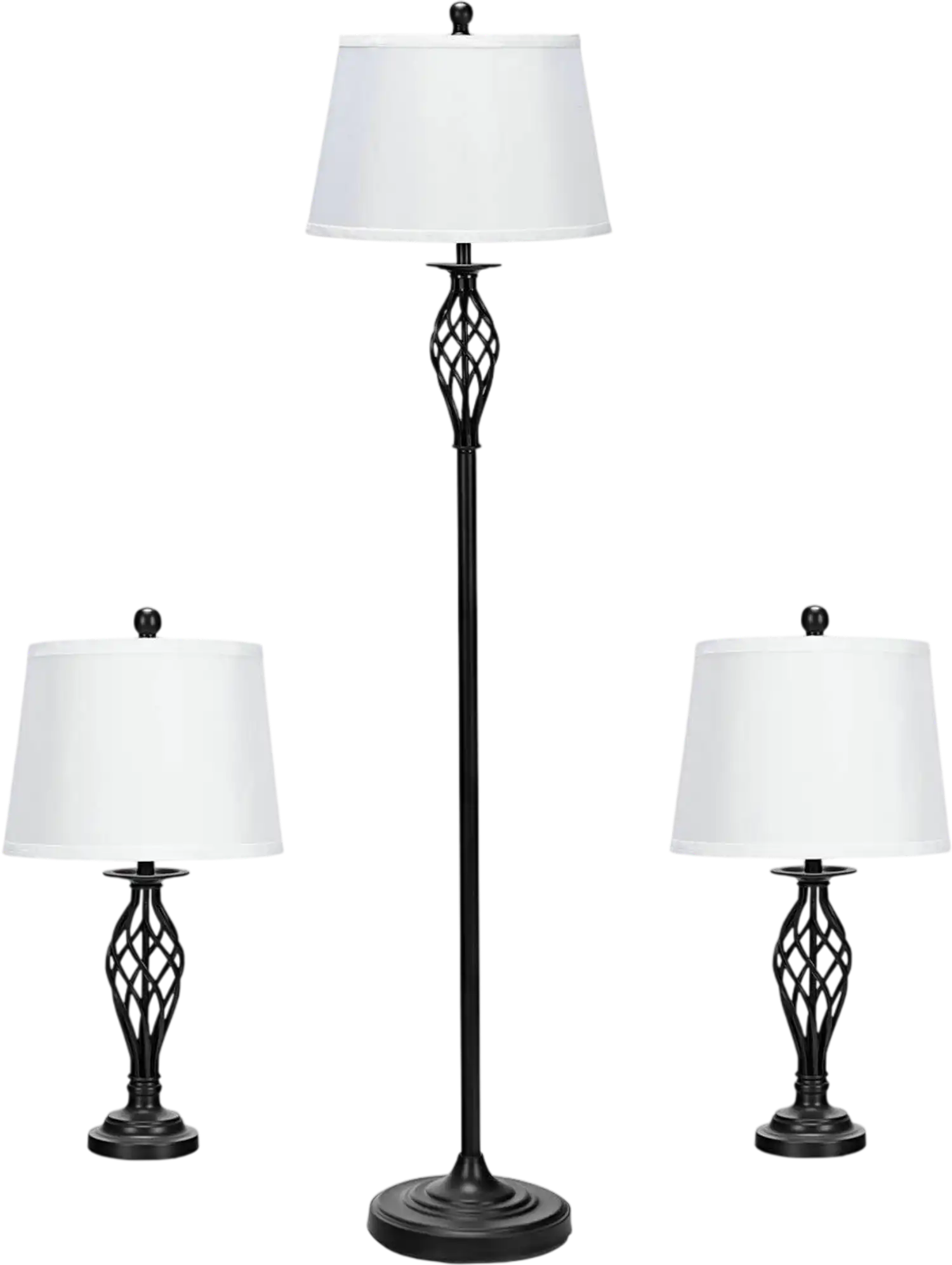 Costway 3-Piece Table & Floor Lamp Set w/ Fabric Shades 46895321 New