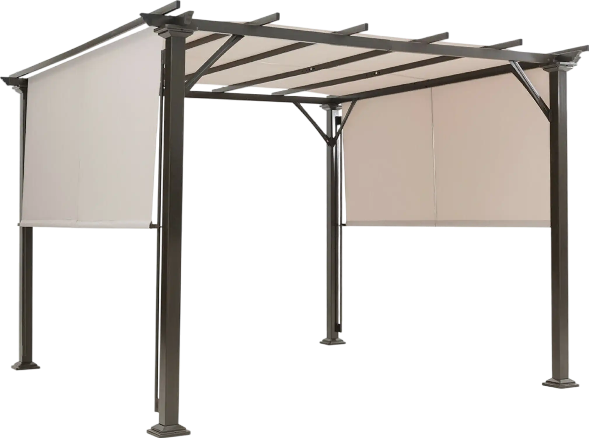 Costway Pergola Gazebo with Retractable Canopy Shade 10' x 10' Steel Frame New