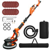 Electric foldable drywall sander with 750W motor, 12 sandpapers, vacuum system, and adjustable handle for easy use.