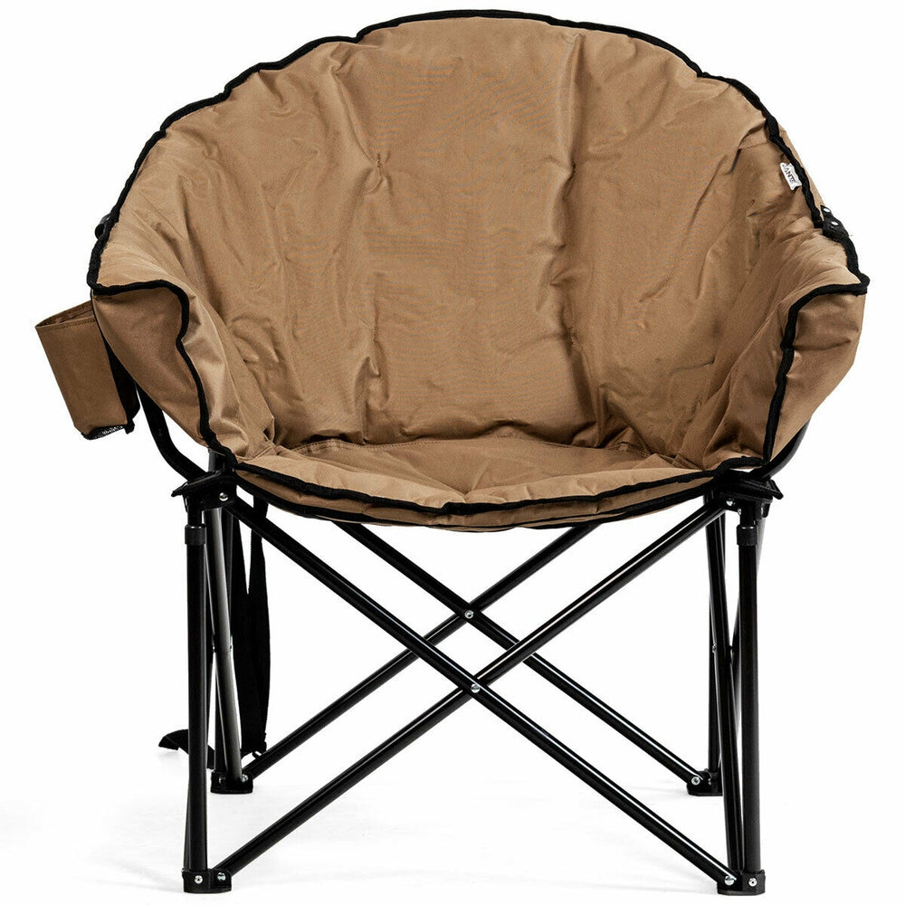 Folding Camping Moon Padded Chair with Carrying Bag-Brown - Gallery View 1 of 1