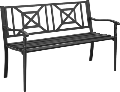 Costway Patio Garden Bench Powder Coated Steel Frame 45371069 New