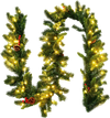 9 Feet Pre-lit Artificial Christmas Garland Red Berries with LED