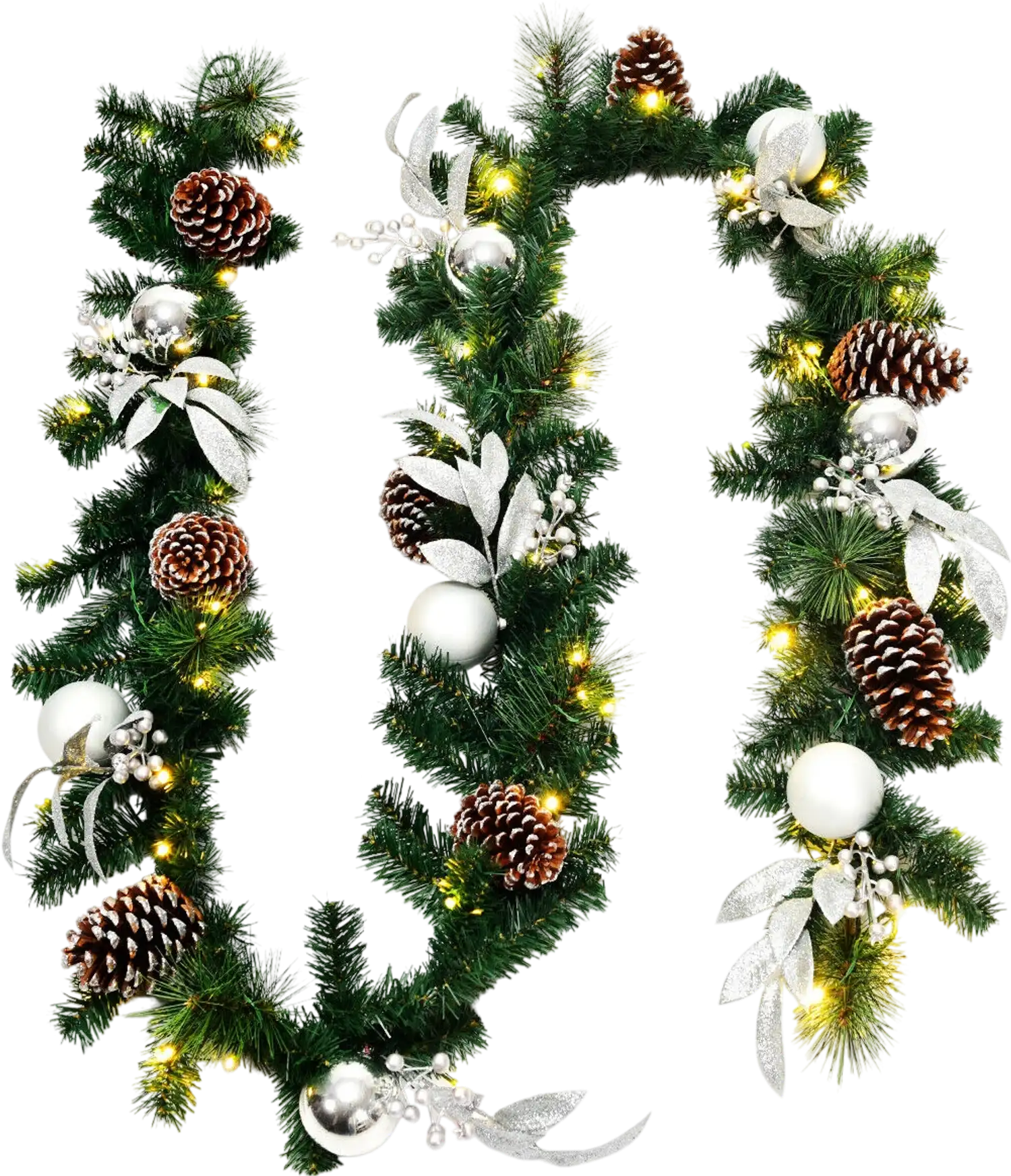 Costway 9' Pre-Lit Artificial Christmas Garland LED Lights 30168254 New