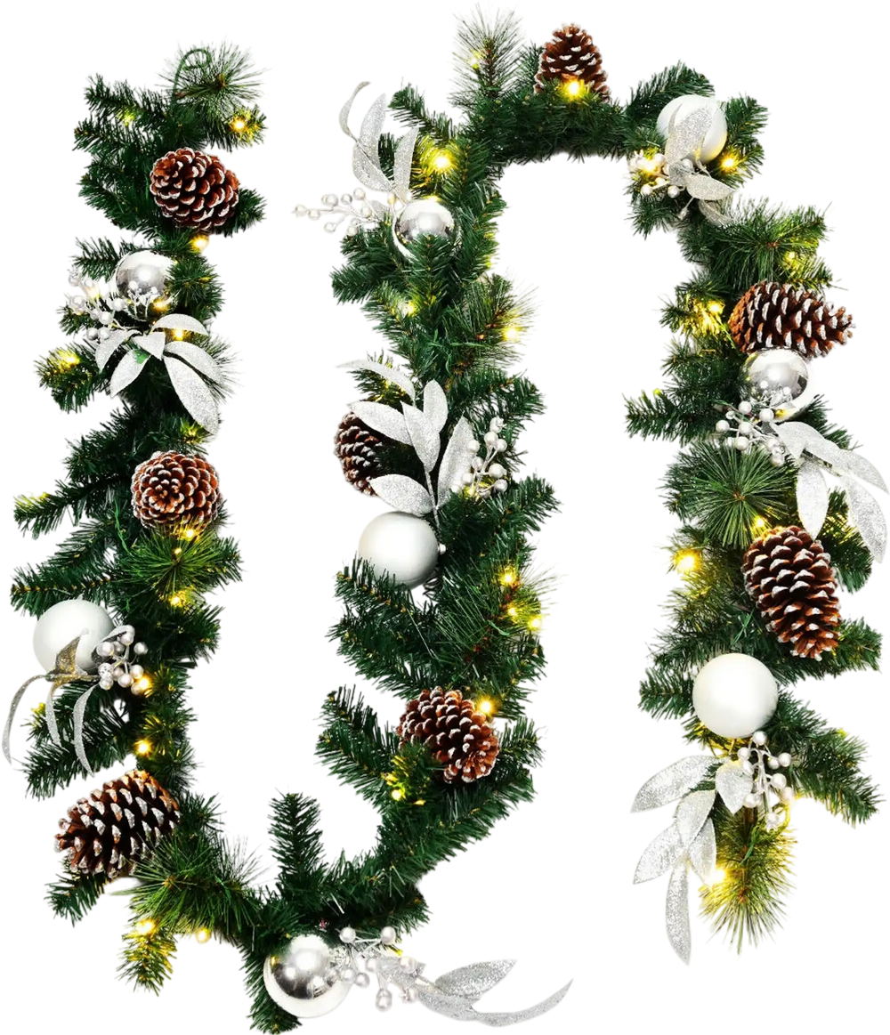 9 Feet Pre-Lit Artificial Christmas Garland with LED Lights