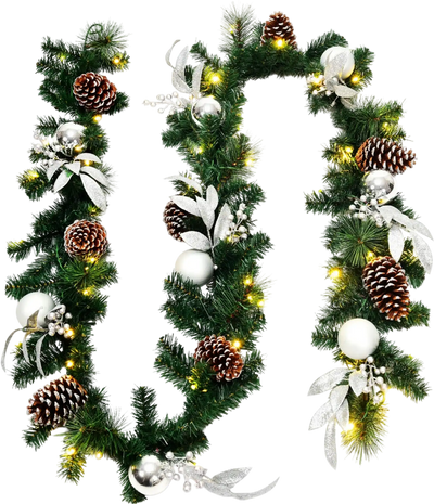 Costway 9' Pre-Lit Artificial Christmas Garland LED Lights 30168254 New