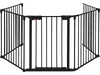 5-panel adjustable black fireplace fence made of heavy-duty steel, ideal as a baby gate or pet playpen for indoor use.