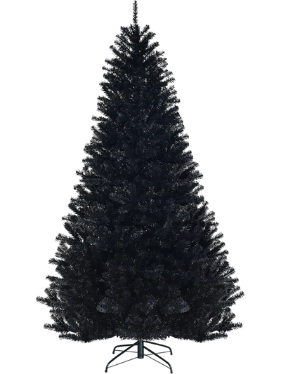Costway 7.5' Hinged Artificial Black Halloween Christmas Tree 84103529 New