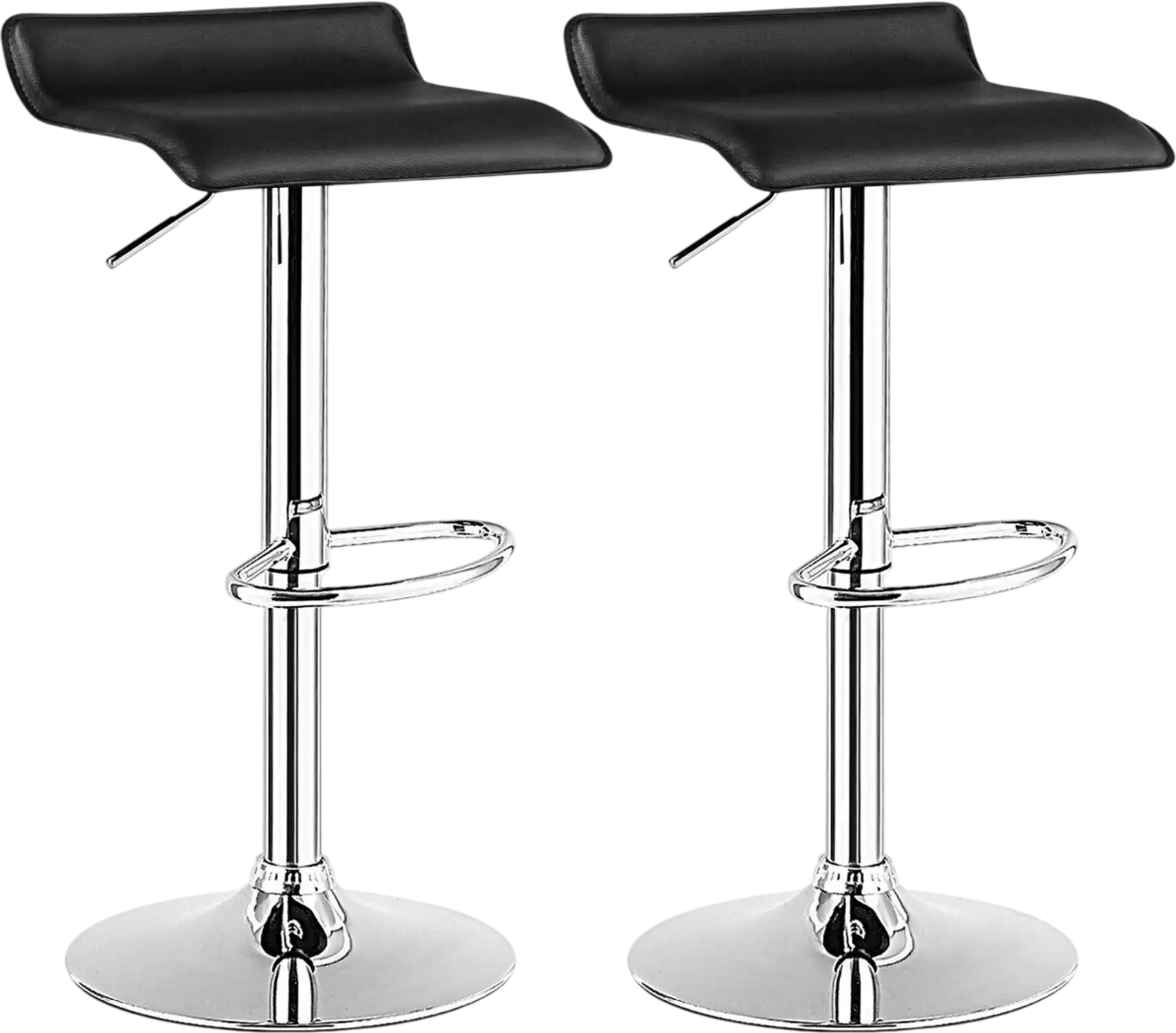 Costway Set of 2 Adjustable PU Leather Swivel Backless Bar Stools 79618420 New