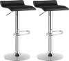 Set of 2 adjustable black PU leather backless bar stools with chrome base, perfect for gatherings and parties.