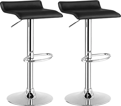 Costway Set of 2 Adjustable PU Leather Swivel Backless Bar Stools 79618420 New
