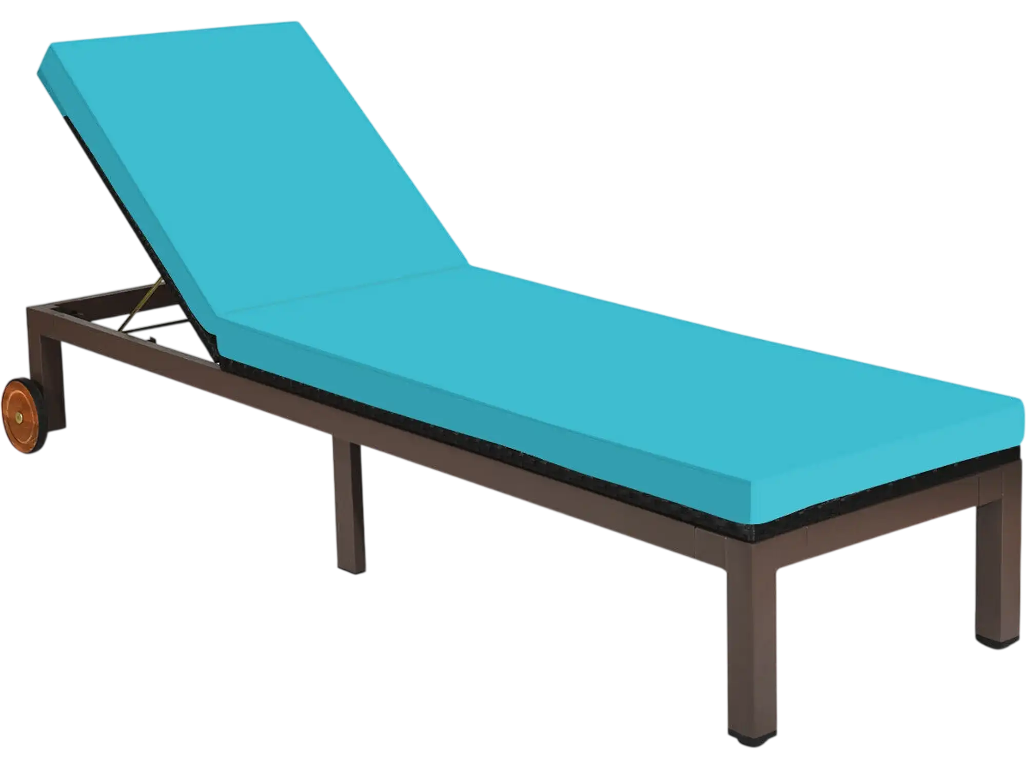 Costway Outdoor Wicker Patio Chaise Lounge Recliner w/ 5-Position Adjustment & Wheels 94860752 New