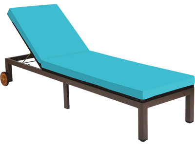 Costway Outdoor Wicker Patio Chaise Lounge Recliner w/ 5-Position Adjustment & Wheels 94860752 New