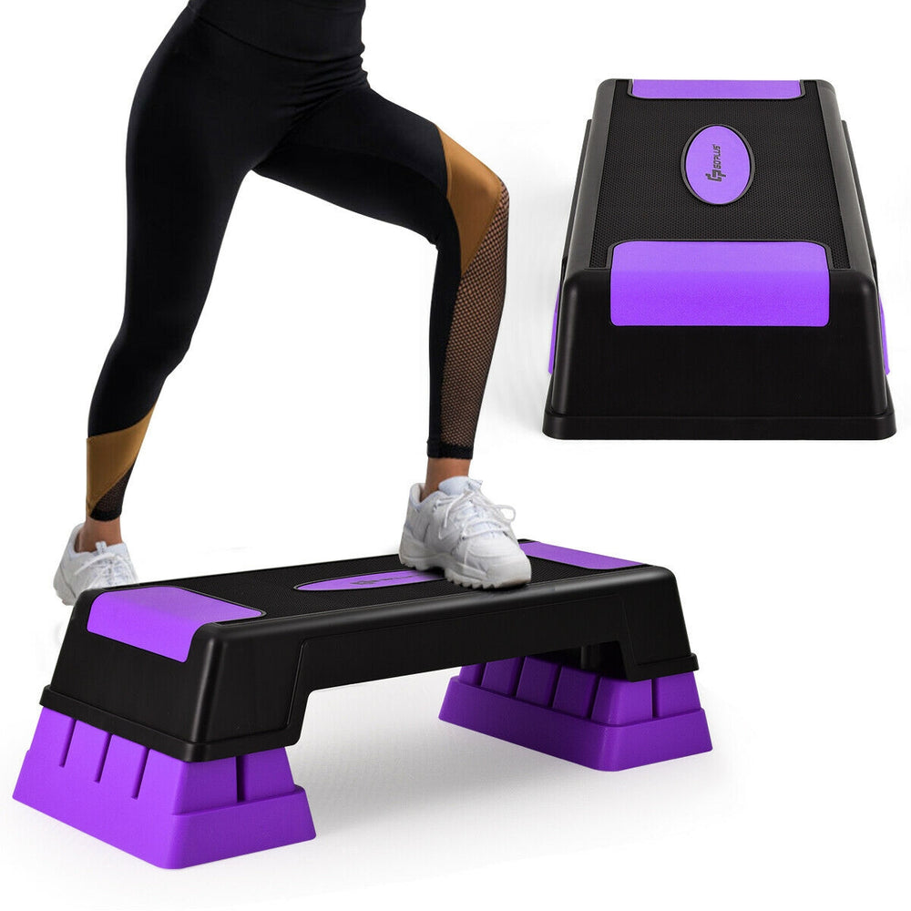 Aerobic Exercise Stepper Trainer with Adjustable Height 5"-7"-9"-Purple - Gallery View 1 of 9