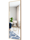 Full-length 59-inch rectangle mirror with a golden aluminum alloy frame, perfect for bedroom or entryway decor.