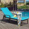 Patio Rattan Lounge Chaise Recliner with Back Adjustable Cushioned-Turquoise - Gallery View 1 of 8