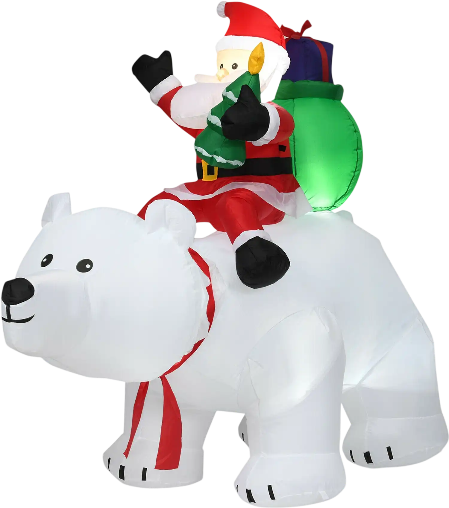 Costway 6.5' Christmas Inflatable Santa Riding Polar Bear Shaking Head LED Lights 91864327 New