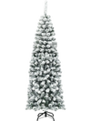6 Feet Unlit Hinged Snow Flocked Artificial Pencil Christmas Tree with 500 Branch Tip