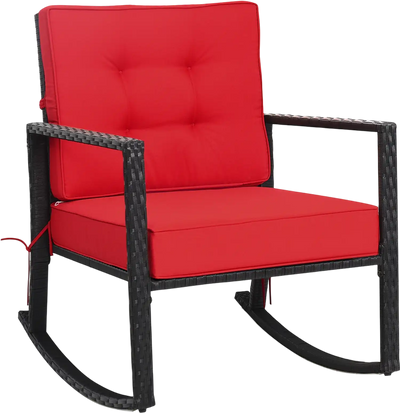 Costway Patio Rattan Rocking Chair Outdoor Glider Cushion 45308927 New