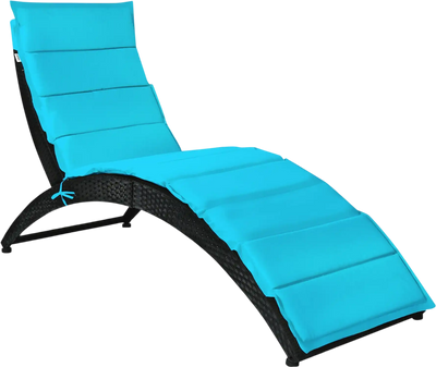 Costway Foldable Patio Chaise Lounge Chair with Cushion 90374621 New