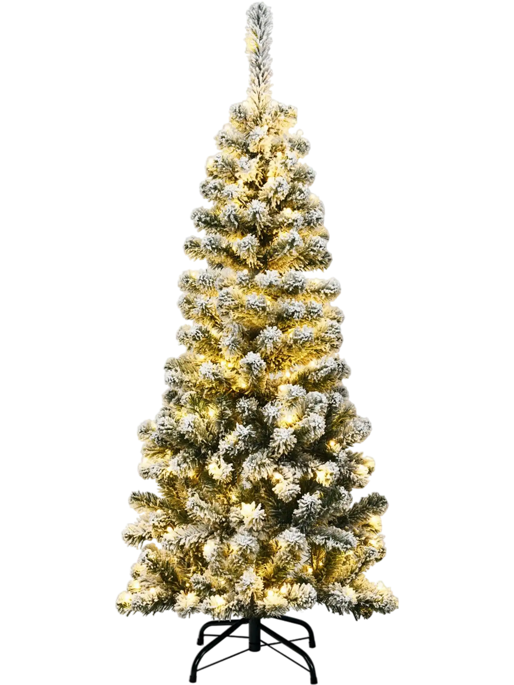 4.5 Feet Pre-Lit Snow Flocked Pencil Christmas Tree with 150 LED Light