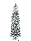 7.5 Feet Unlit Hinged Snow Flocked Artificial Pencil Christmas Tree with 641 Tips