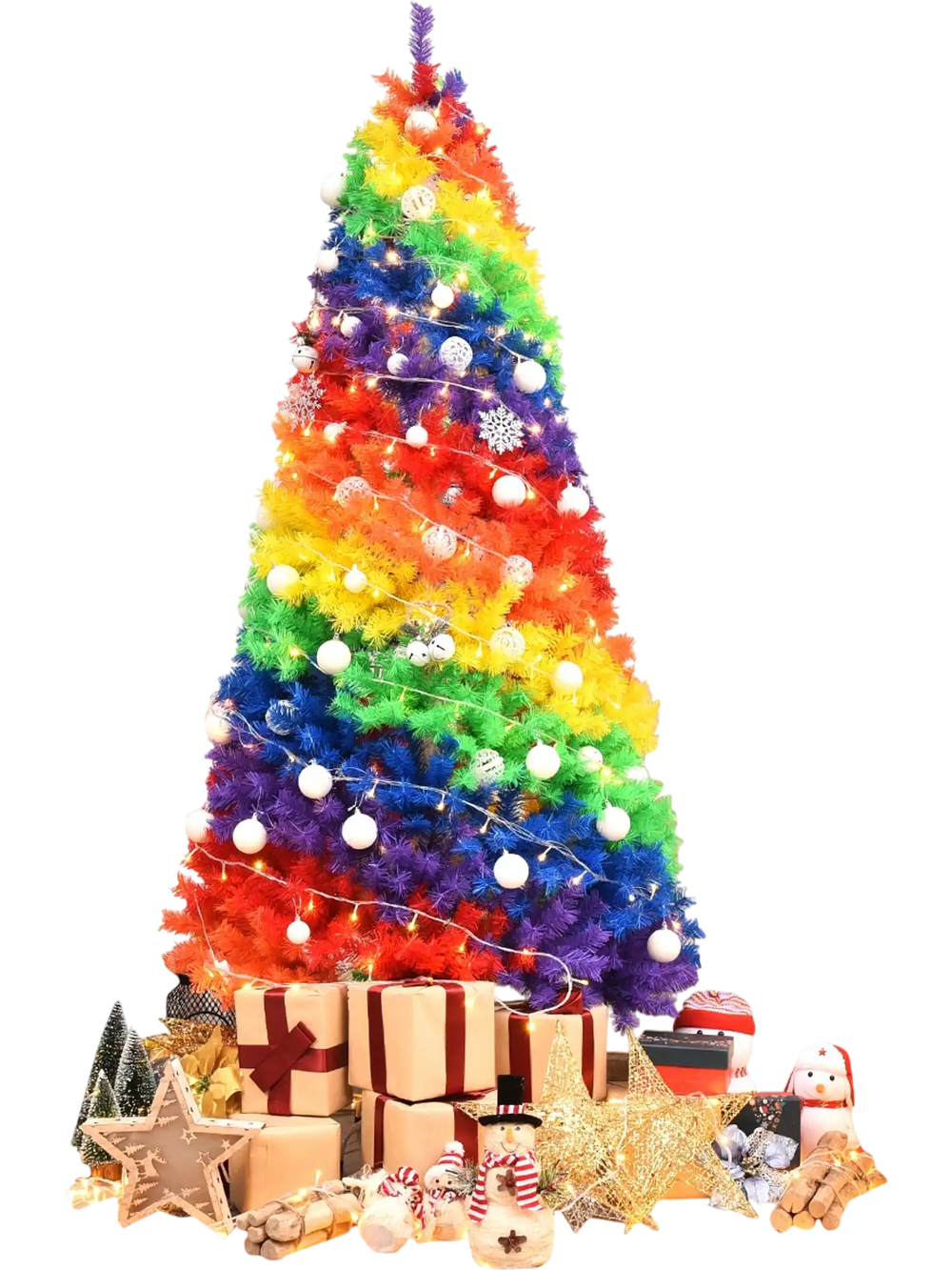 7 Feet Artificial Hinged Traditional Christmas Tree with Metal Stand