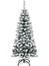 4.5 Feet Unlit Hinged Snow Flocked Artificial Pencil Christmas Tree with 242 Branch