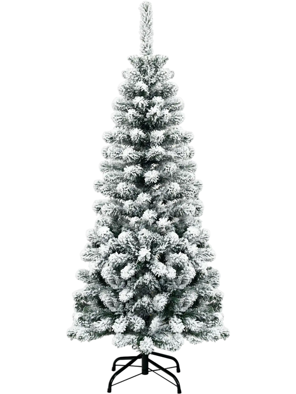 4.5 Feet Unlit Hinged Snow Flocked Artificial Pencil Christmas Tree with 242 Branch