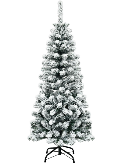 Costway 4.5' Unlit Snow Flocked Artificial Pencil Christmas Tree 242 Branch Tips 15928746 New
