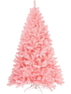 6 Feet Pink Artificial Hinged Spruce Full Christmas Tree with Foldable Metal Stand