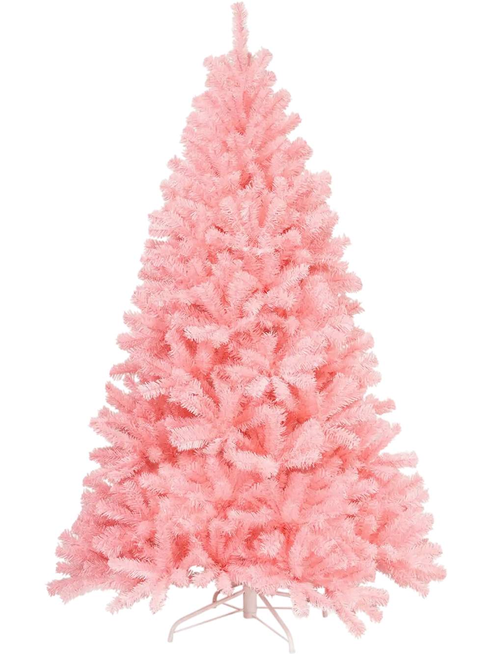 6 Feet Pink Artificial Hinged Spruce Full Christmas Tree with Foldable Metal Stand