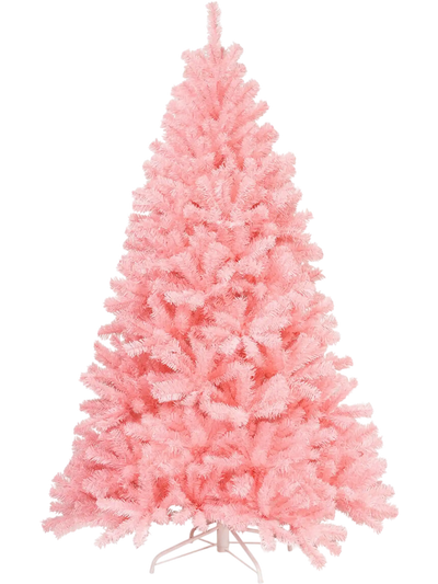 Costway 6' Pink Artificial Hinged Spruce Full Christmas Tree w/ Foldable Metal Stand 43976805 New