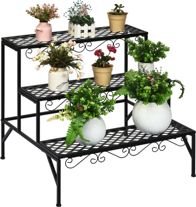 Costway 3-Tier Metal Decorative Plant Stand 68703415 New