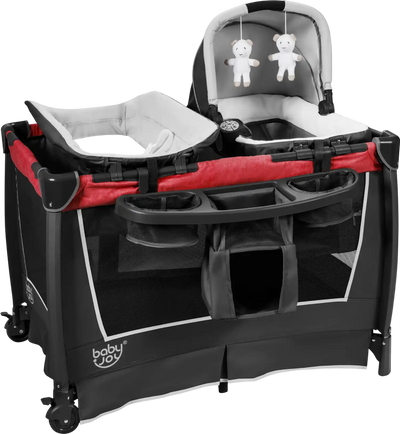 Costway 4-in-1 Convertible Portable Baby Playard w/ Toys & Music Player 40723598 New