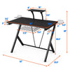 Multifunctional e-sport gaming desk with K-shaped steel frame, cup holder, headphone hook, and ergonomic design for.