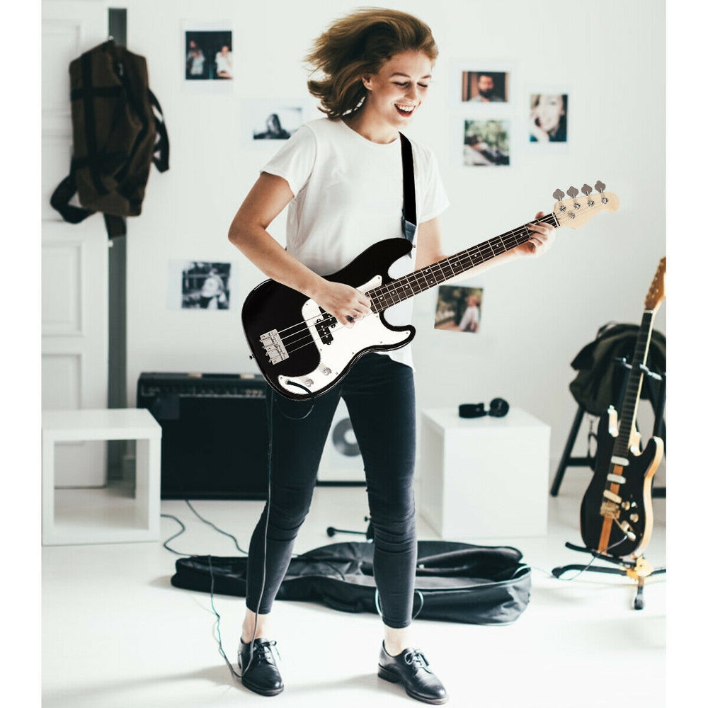 Electric Bass Guitar Full Size 4 String  Strap Guitar-Black - Gallery View 1 of 1